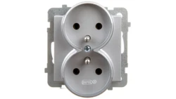 SONATA Gniazdo podwójne z/u srebro mat GP-2RRZ/m/38