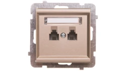 SONATA Gniazdo telefoniczne podwójne RJ11 niezależne szampański złoty GPT-2RN/m/39