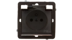 SONATA Gniazdo bryzgoszczelne z/u IP44 z przesłonami klapka przezroczysta ecru GPH-1RZP/m/27/d