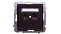 SONATA Gniazdo telefoniczne podwójne RJ11 równoległe czekoladowy metalik GPT-2RR/m/40