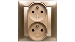 IMPRESJA Gniazdo podwójne z/u z niezamiennością faz złoty metalik GP-2YC/28