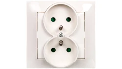 IMPRESJA Gniazdo podwójne z/u z przesłonami ecru GP-2YZP/27