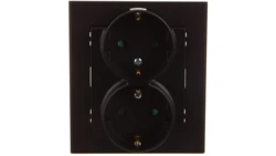 SONATA Gniazdo podwójne z/u Schuko z przesłonami czarny metalik GP-2RSP/33