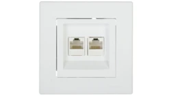 Gniazdo komputerowe Asfora podwójne 2xRJ45 kat.5e białe z ramką EPH4400121