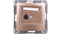 IMPRESJA Gniazdo telefoniczne pojedyncze RJ11 złoty metalik GPT-1Y/m/28