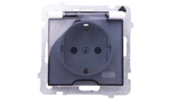 AS Gniazdo bryzgoszczelne z/u Schuko IP44 z przesłonami klapka przezroczysta białe GPH-1GSP/m/00/d