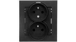 SONATA Gniazdo podwójne z/u z niezmiennością faz czarny metalik GP-2RC/33
