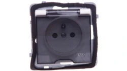 AS Gniazdo bryzgoszczelne z/u IP44 z przesłonami klapka przezroczysta ecru GPH-1GZP/m/27/d