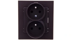 SONATA Gniazdo podwójne z/u z niezmiennością faz czekoladowy metalik GP-2RC/40