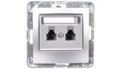 IMPRESJA Gniazdo telefoniczne podwójne RJ11 równoległe srebrne GPT-2YR/m/18