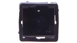 SONATA Gniazdo bryzgoszczelne z/u Schuko IP44 z przesłonami klapka przezroczysta czarny metalik GPH-1RSP/m/33/d