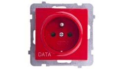 AS Gniazdo pojedyncze z/u DATA z przesłonami czerwone GP-1GZDP/m/00