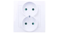 AS Gniazdo podwójne b/u z przesłonami białe GP-2GP/00