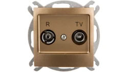 IMPRESJA Gniazdo antenowe RTV przelotowe 16dB złoty metalik GPA-16YP/m/28