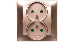 IMPRESJA Gniazdo podwójne z/u z przesłonami złoty metalik GP-2YZP/28