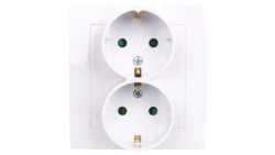 AS Gniazdo podwójne z/u Schuko z przesłonami białe GP-2GSP/00