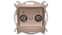 IMPRESJA Gniazdo antenowe RTV przelotowe 10dB złoty metalik GPA-10YP/m/28