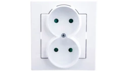 SONATA Gniazdo podwójne b/u z przesłonami białe GP-2RP/00