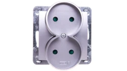 IMPRESJA Gniazdo podwójne b/u z przesłonami srebrne GP-2YRP/m/18