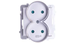 SONATA Gniazdo podwójne b/u z przesłonami srebro mat GP-2RRP/m/38