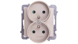 SONATA Gniazdo podwójne z/u z przesłonami szampański złoty GP-2RRZP/m/39