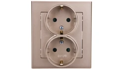 SONATA Gniazdo podwójne z/u Schuko z przesłonami szampański złoty GP-2RSP/39