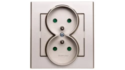 SONATA Gniazdo podwójne z/u z przesłonami szampański złoty GP-2RZP/39