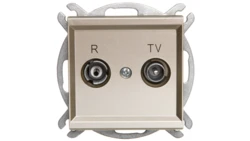 SONATA Gniazdo antenowe RTV przelotowe 10dB szampański złoty GPA-10RP/m/39