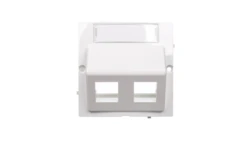 Simon Basic Pokrywa gniazda teleinformatycznego podwójnego RJ skośna z polem opisowym biała BMGKS2P/11