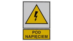 Tabliczka /znak ostrzegawczy/ TZO 52X74S /POD NAPIĘCIEM/ E04TZ-01011110800 /10szt./