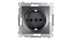 Simon 54 Gniazdo pojedyncze SCHUKO z/u 16A IP20 z przesłoną torów, szybkozłącza, antracyt DGSz1CZ.01/48