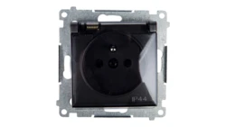 Simon 54 Gniazdo bryzgoszczelne z/u IP44 z klapką transparentną bez uszczelki antracyt DGZ1BUZ.01/48A