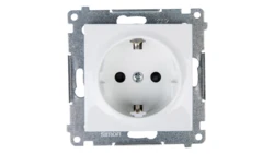 Simon 54 Gniazdo pojedyncze SCHUKO z/u 16A IP20 z przesłoną torów, szybkozłącza, białe DGSz1CZ.01/11