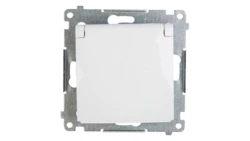 Simon 54 Gniazdo pojedyncze z/u 16A IP44 z przesłoną torów z klapką białe DGZ1BUZ.01/11