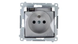 Simon 54 Gniazdo bryzgoszczelne z/u IP44 z klapką transparentną białe DGZ1BUZ.01/11A