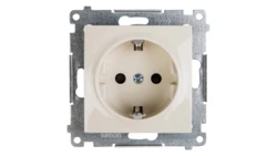 Simon 54 Gniazdo pojedyncze SCHUKO z/u 16A IP20 z przesłoną torów kremowe DGSz1Z.01/41