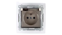 Simon 54 Gniazdo bryzgoszczelne z/u IP44 z klapką transparentną kremowe DGZ1BZ.01/41A