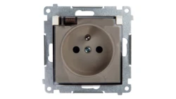 Simon 54 Gniazdo bryzgoszczelne z/u IP44 z klapką transparentną bez uszczelki kremowe DGZ1BUZ.01/41A