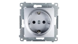 Simon 54 Gniazdo pojedyncze SHUKO 16A IP20 z przesłoną torów srebrny mat DGSz1Z.01/43