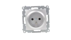 Simon 54 Gniazdo pojedyncze z/u 16A IP20 z przesłoną torów, szybkozłącza, srebrny mat DGZ1CZ.01/43