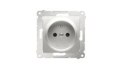 Simon 54 Gniazdo pojedyncze z/u 16A IP20 z przesłoną torów srebrny mat DGZ1Z.01/43