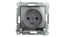 Simon 54 Gniazdo bryzgoszczelne z/u IP44 z klapką transparentną bez uszczelki srebrny mat DGZ1BUZ.01/43A