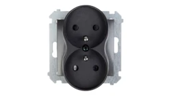 Simon 54 Gniazdo podwójne z/u 16A IP20 z przesłoną torów antracyt DGZ2MZ.01/48