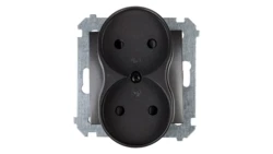 Simon 54 Gniazdo podwójne b/u 16A IP20 z przesłoną torów antracyt DG2MZ.01/48