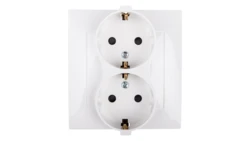 Simon 54 Gniazdo podwójne SCHUKO z/u 16A IP20 z przesłoną torów białe DGSz2Z/11