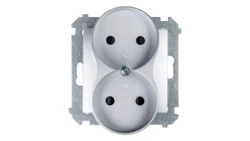 Simon 54 Gniazdo podwójne b/u 16A IP20 srebrny mat DG2MZ.01/43