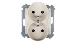 Simon 54 Gniazdo podwójne z/u 16A IP20 z przesłoną torów kremowe DGZ2MZ.01/41