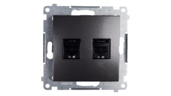 Simon 54 Gniazdo komputerowe podwójne 2xRJ45 kat.6 z przesłoną antracyt D62.01/48