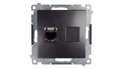 Simon 54 Gniazdo komputerowe pojedyncze RJ45 kat.6 ekranowane z przesłoną antracyt D61E.01/48
