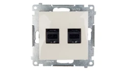Simon 54 Gniazdo komputerowe podwójne 2xRJ45 kat.6 z przesłoną kremowe D62.01/41